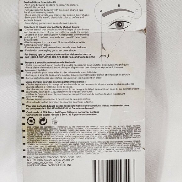 Revlon BROW SPECIALIST KIT 53293 Tweezer Stencils Brown Pencil Gel Eyes Case New - Picture 5 of 10